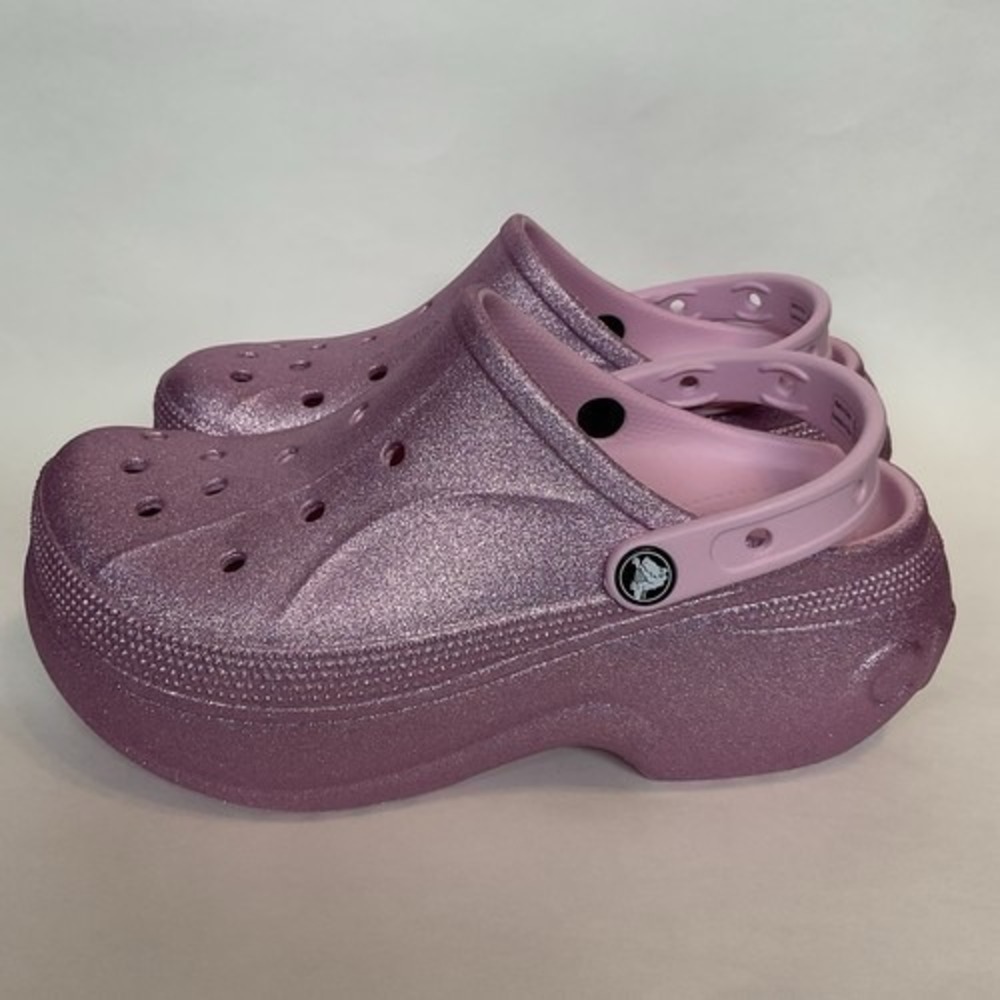 NWOB Crocs Pink Bella Glitter‎ Clog Ballerina Wedge Sandals Unisex M7/W9 China